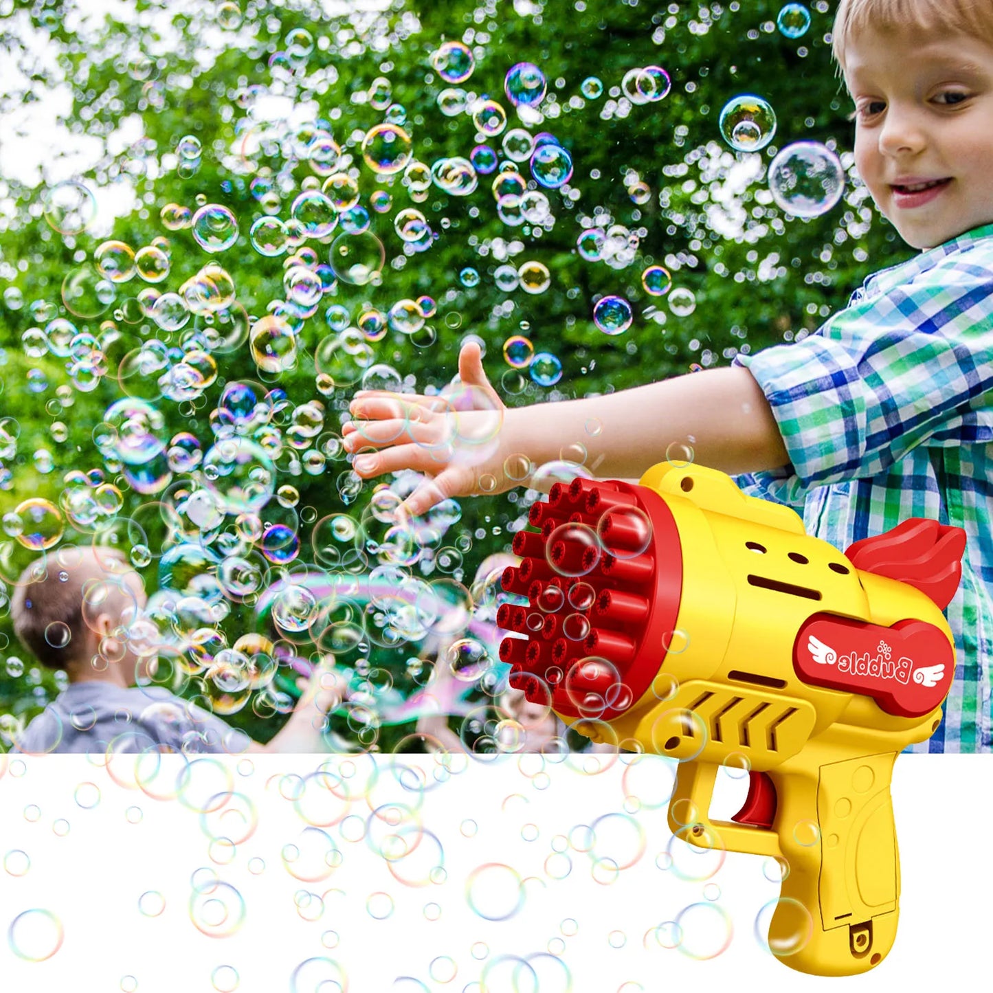 Bubble Gun Rocket 29 Hole Automatic Soap Bubbles Machine-2