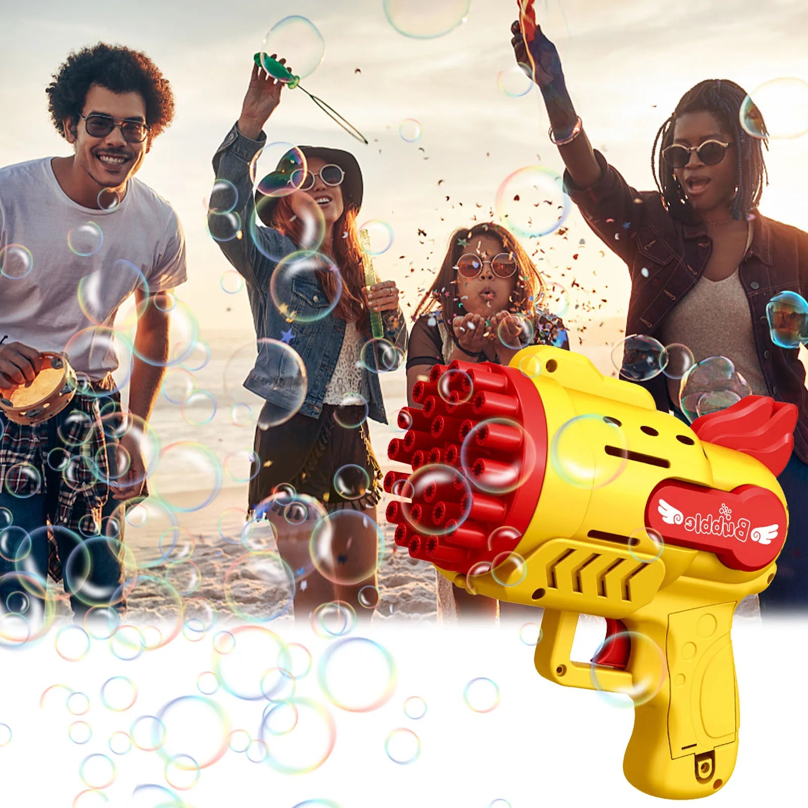 Bubble Gun Rocket 29 Hole Automatic Soap Bubbles Machine-5